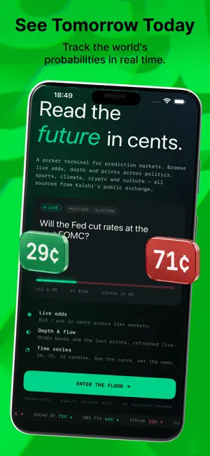 KLSH: Kalshi Dashboard iPhone screenshot 1