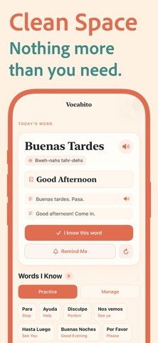 Vocabito: 每日西班牙语单词发音听力学习小组件 screenshot