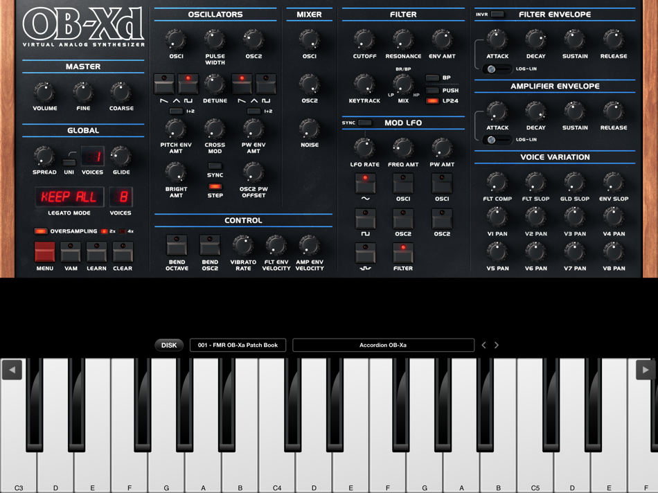 OB-Xd 3 AUv3 Synth (iOS) 由: DiscoDSP LLC OB-Xd 3 AUv3 Synth (iOS) 由: DiscoDSP LLC