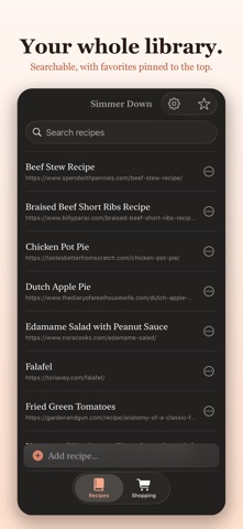 Simmer Down - A Recipe App iPhone screenshot
