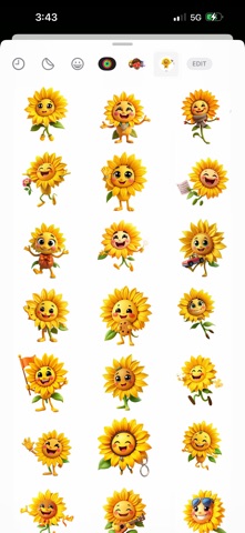 Joyful Sunflower Stickers iPhone screenshot