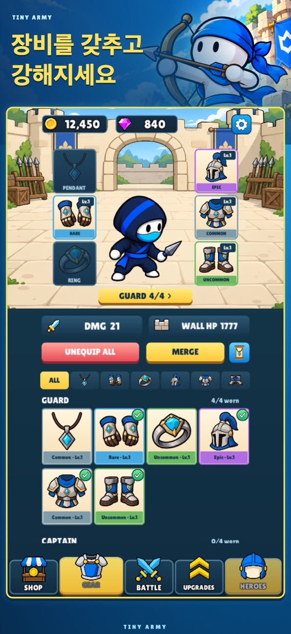 Tiny Army: Merge Defense RPG iOS Mod IPA screenshot 4 - iOS game interface