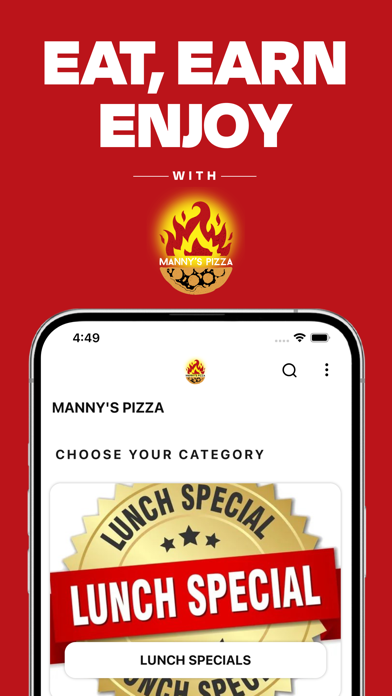 Manny's Pizza Ordering Screenshot