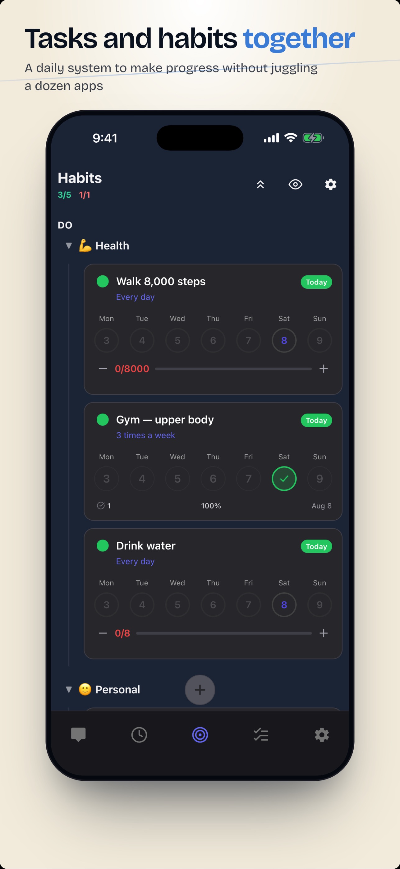Screenshot 2 of 2brain: Tasks, Habits & AI