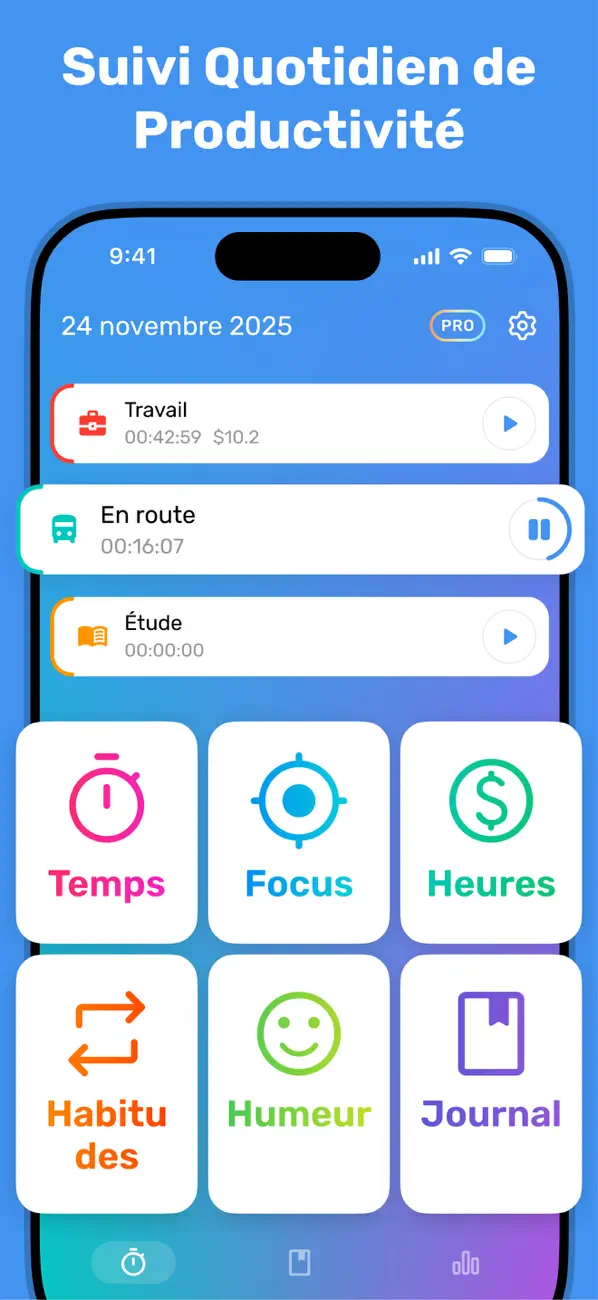 Screenshot #1 pour Gestion du temps・Concentration