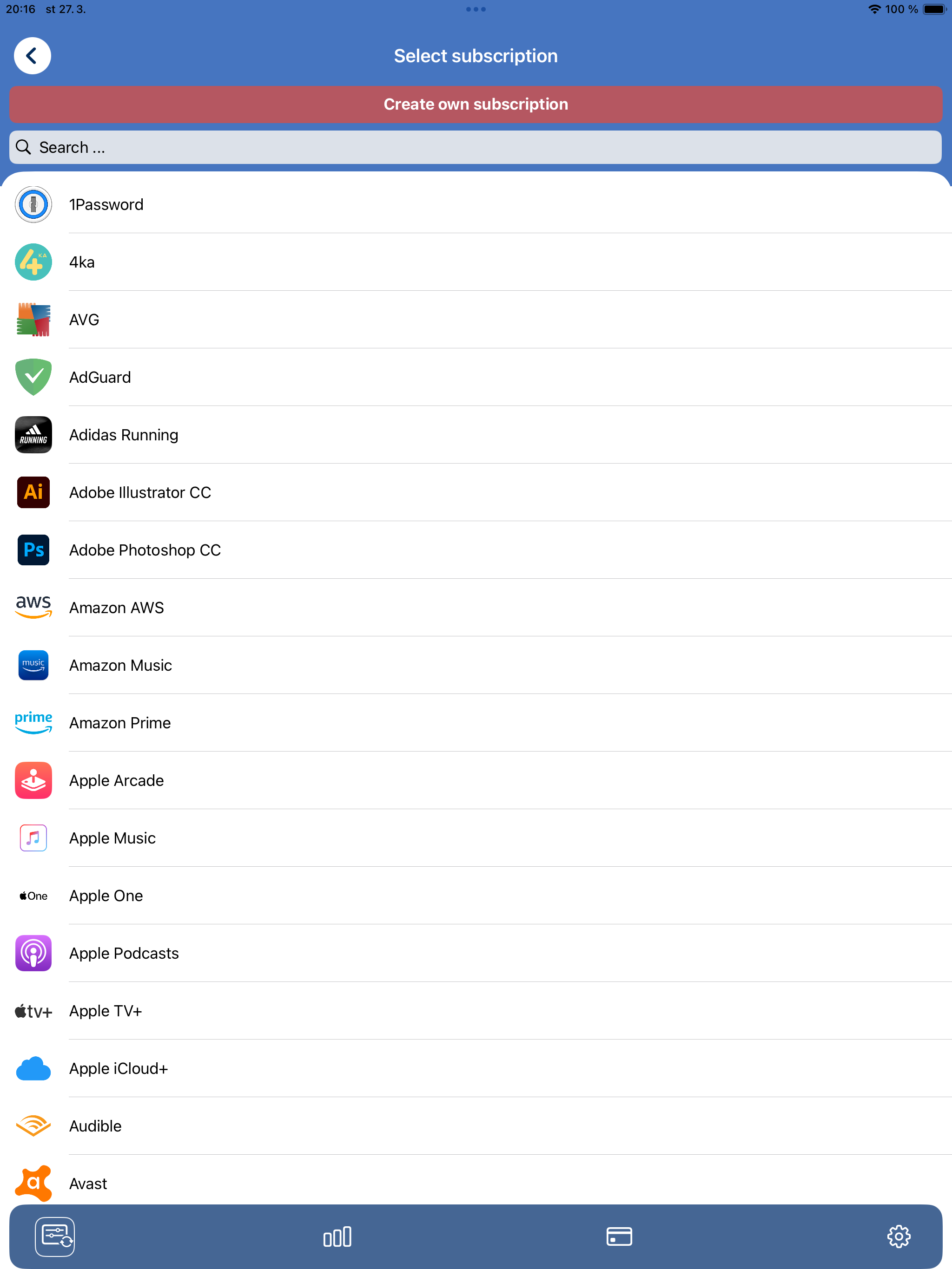 Subscriptions tracking