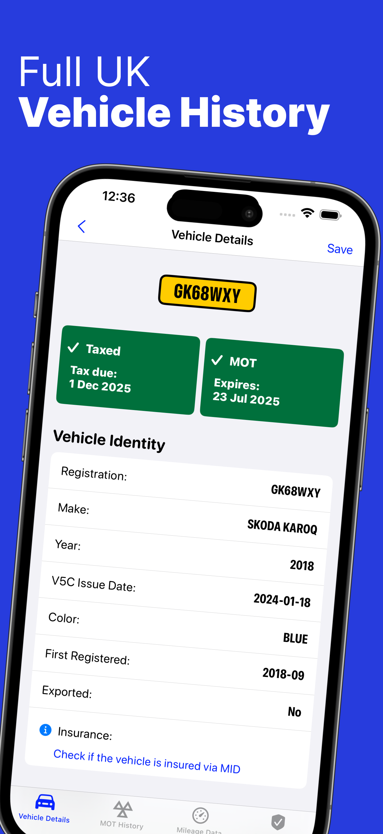 Car Check: MOT & Tax Tracker