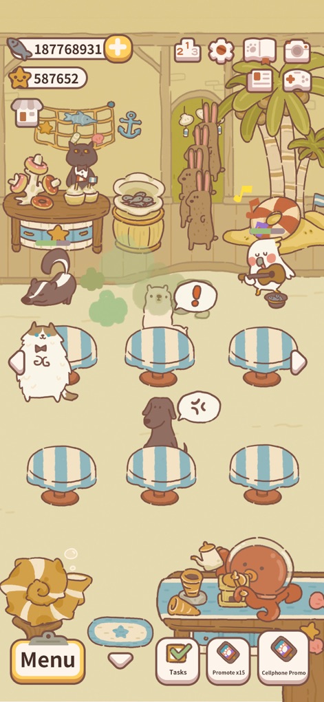 animal restaurant - Immerse oneself in the beach-themed dining area, complete with swaying palm trees and musical rabbits, creating a relaxing ambiance for customers.