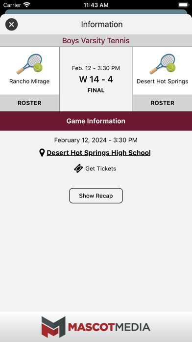 Rancho Mirage Athletics Screenshot