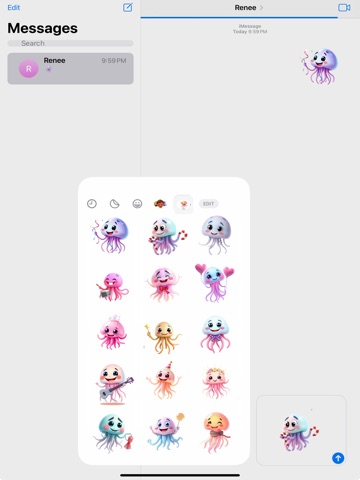 Joyful Jellyfish Stickers iPad screenshot