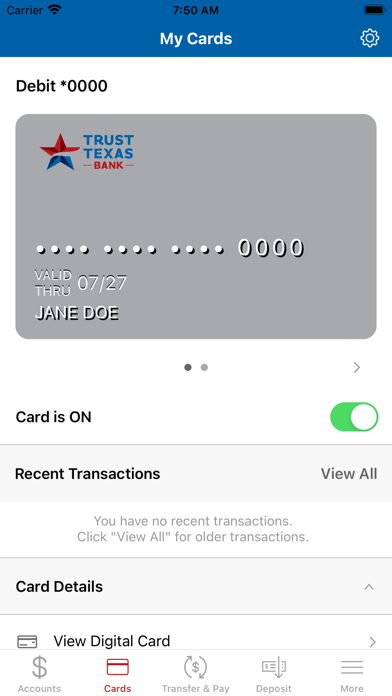 TrustTexas Bank Mobile Banking Screenshot