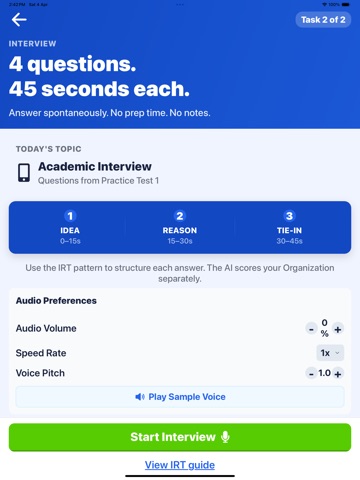TOEFL Speaking Practice & AI iPad screenshot