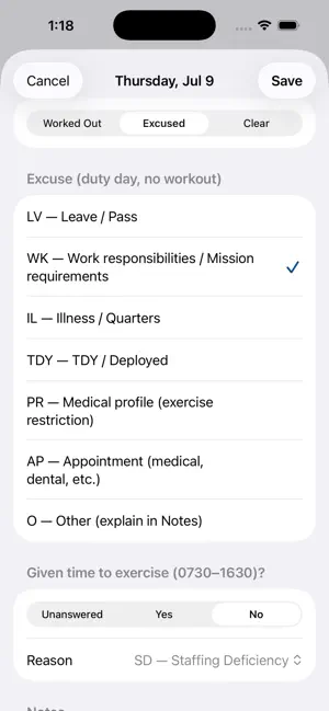 USAF PT Tracker screenshot 4