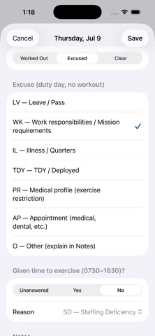 USAF PT Tracker Screenshot 4 of 9