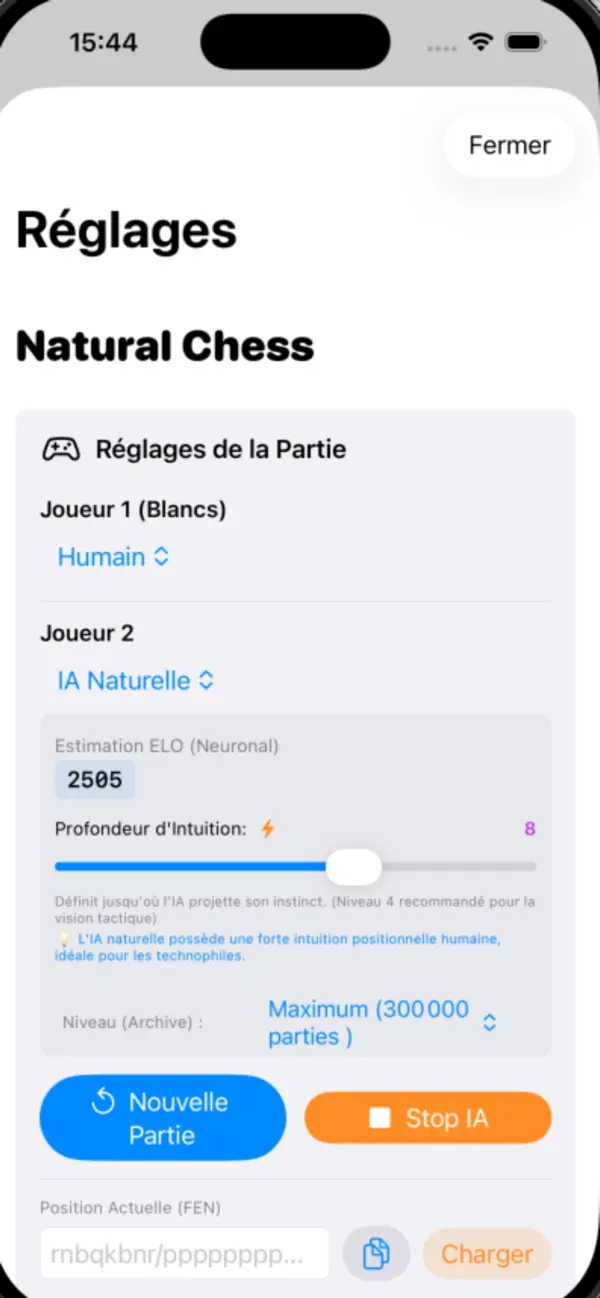 Screenshot #1 pour Natural Chess AI