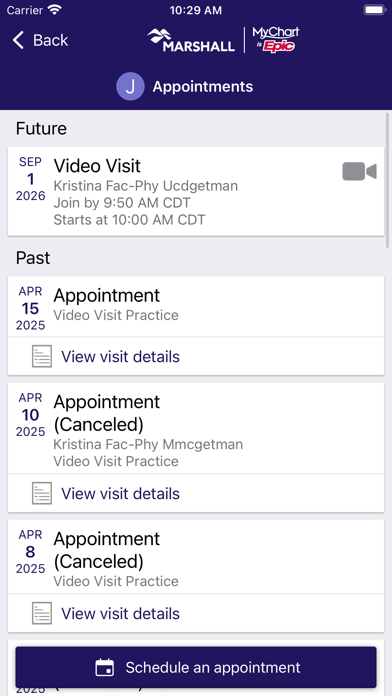 Marshall MyChart Screenshot