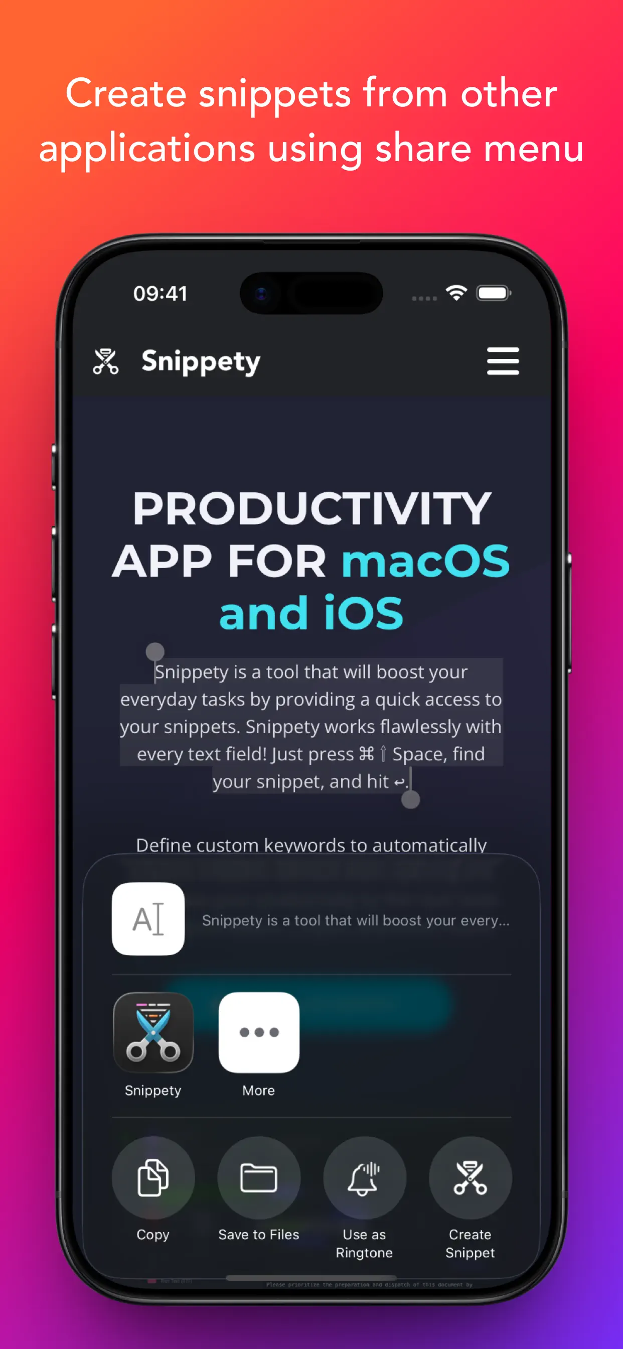 #7. Snippety - Snippets Manager (iOS) Által: Wojciech Kulik