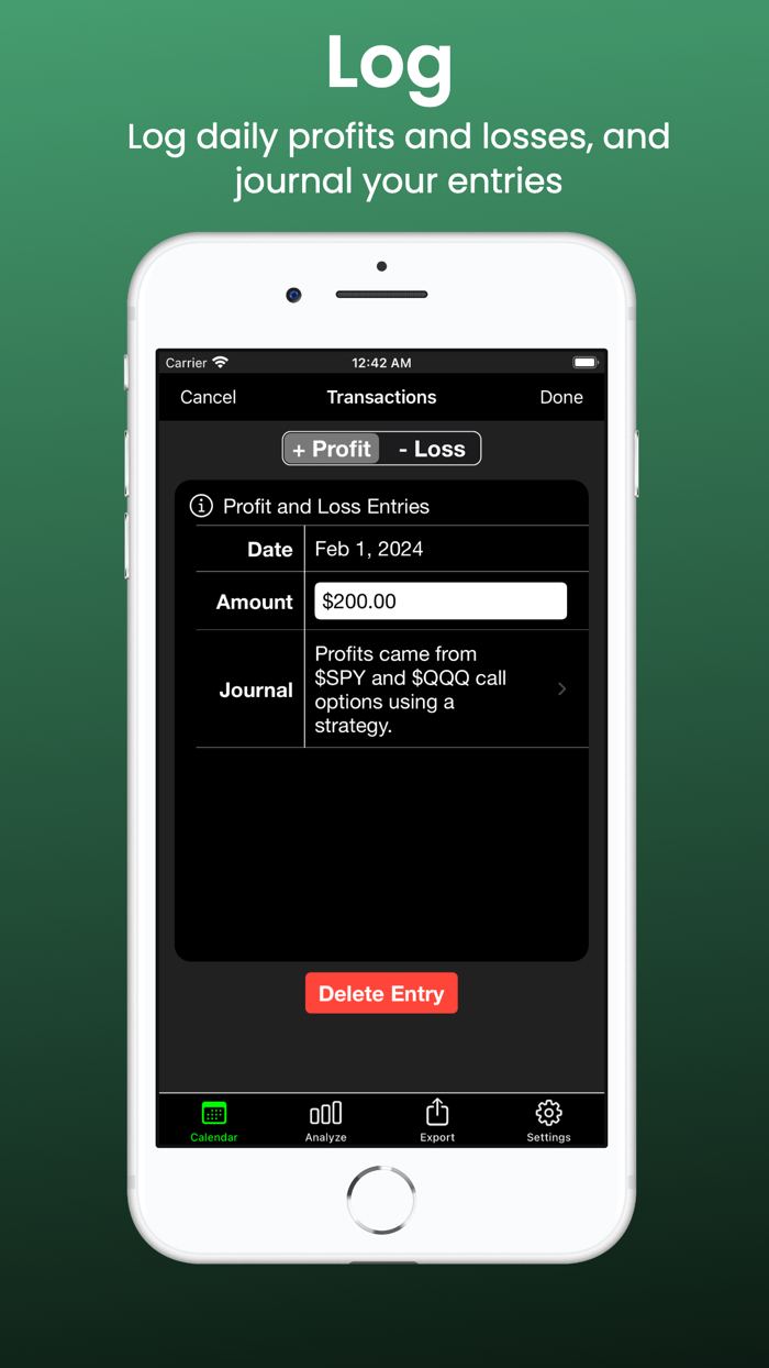 Profit and Loss Calendar