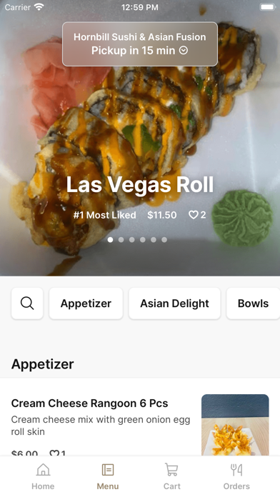 Hornbill Sushi & Asian Fusion iPhone screenshot 2 - Food & Drink app