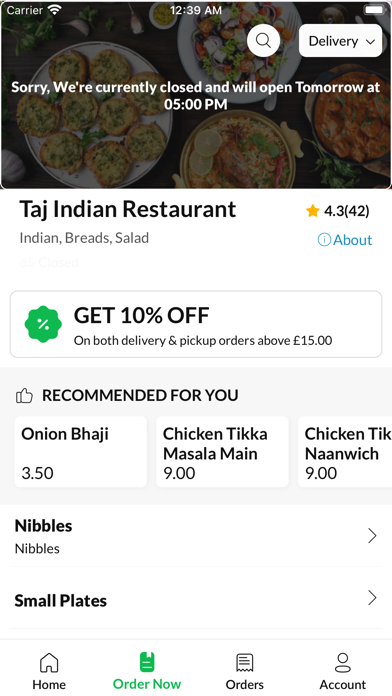 Taj Indian Restaurant. Screenshot