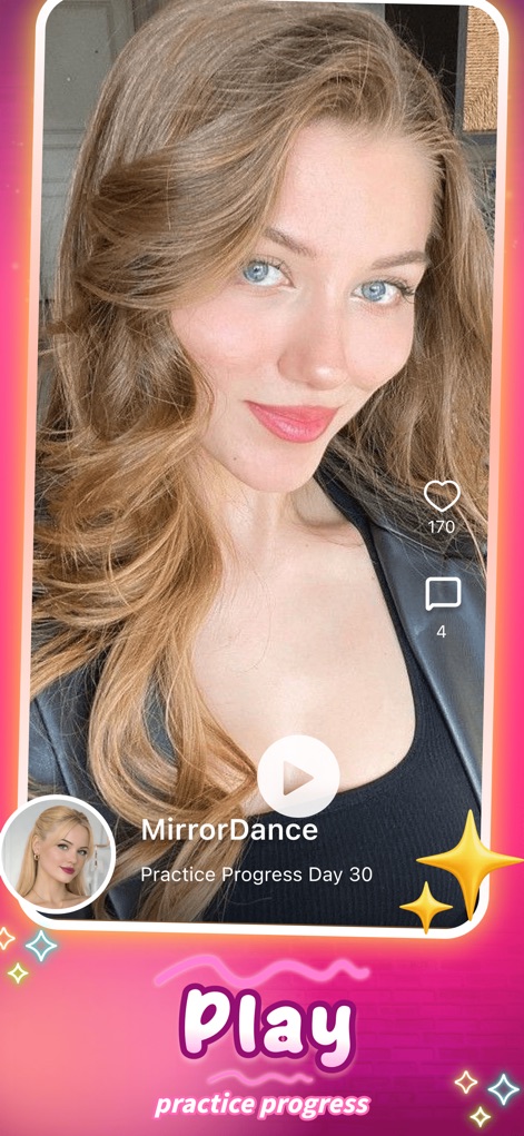 Popor - Beam & Video - This tool delivers immersive full-screen video playback, providing detailed views of performances, and features clear icons for 'likes' and 'comments' to foster community interaction.
