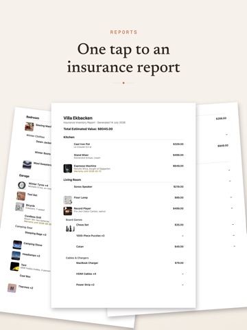 Ordning: Home Inventory iPad screenshot