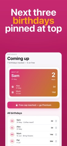 Birthday Tracker Plus Screenshot 2 of 5