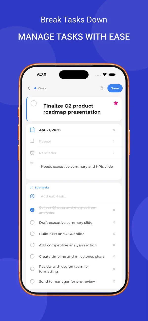 Screenshot #1 pour Things List - TO DO & Tasks
