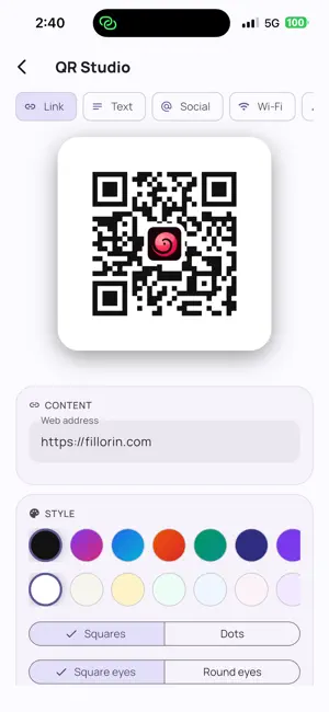 Fillorin: QR & Barcode Scanner screenshot 1