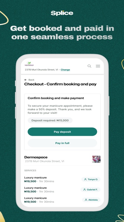 Splice: Bookings & Payments