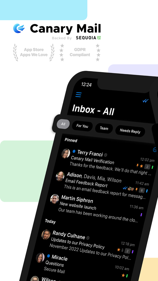 #1. Canary Mail - Inbox for Emails (iOS) By: Cartasec Pte. Ltd.