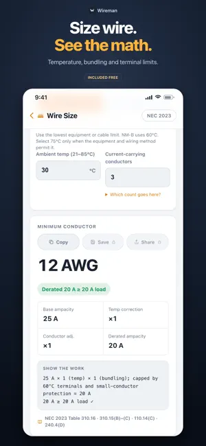 Wireman: Electrical Calculator screenshot 1