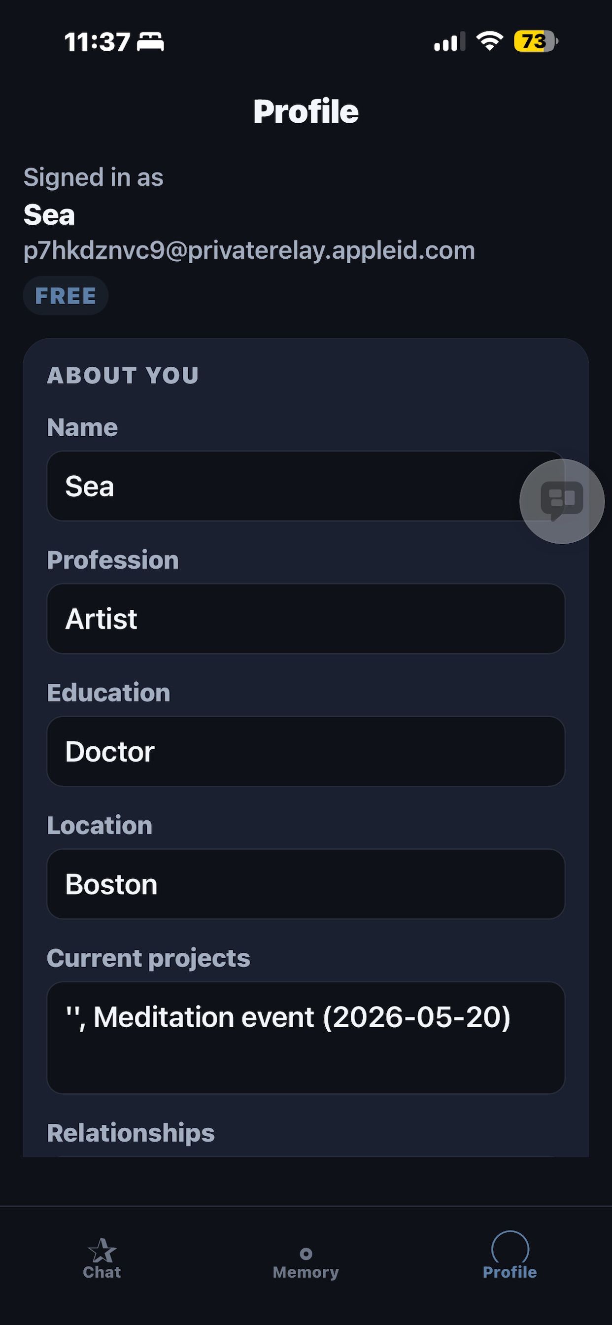 Screenshot 1 of KnowMe AI