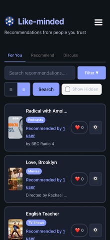 Like-minded app Screenshot 1 of 2