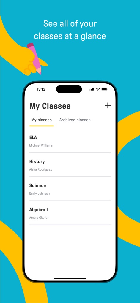 Edpuzzle - The app organizes learning with distinct "My classes" and "Archived classes" tabs, providing a consolidated view of subjects like "ELA" and "Science."