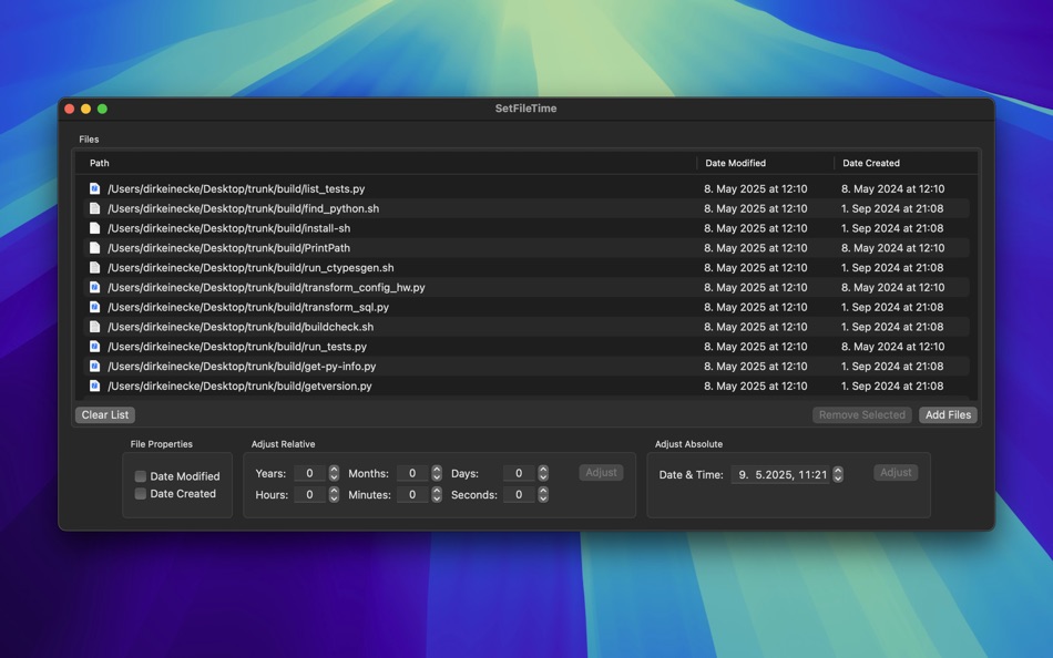 #2. SetFileTime (macOS) Ved: Dirk Einecke