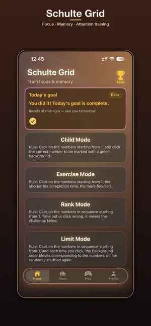 Schulte Grid-Kids Focus Memory screenshot 1