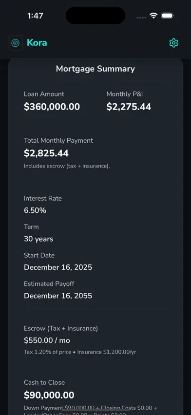 Kora Mortgage Calculator screenshot 3