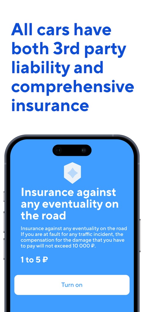 BelkaCar|Moscow,St.Pete,Sochi - O aplicativo assegura a tranquilidade dos usuários com seguro abrangente incluído e oferece a opção de cobertura adicional contra imprevistos na estrada por um custo nominal.