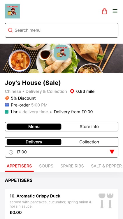 Joys House Takeaway, Sale