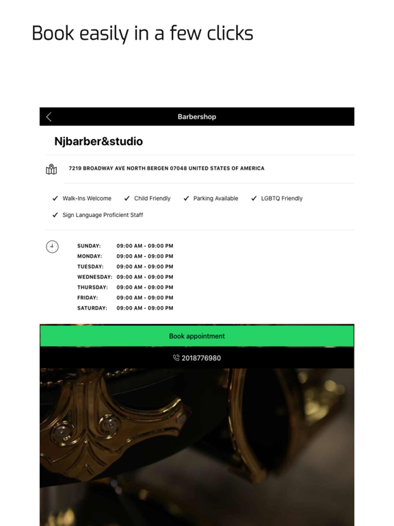 Njbarber&studio iPad screenshot 2 - Business app