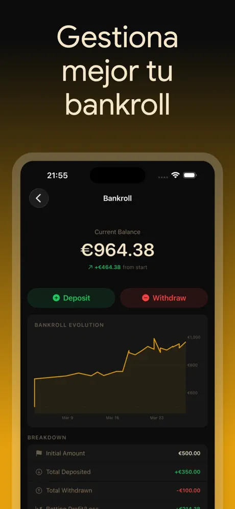BetLog — Registro de Apuestas — captura de pantalla del iPhone 3