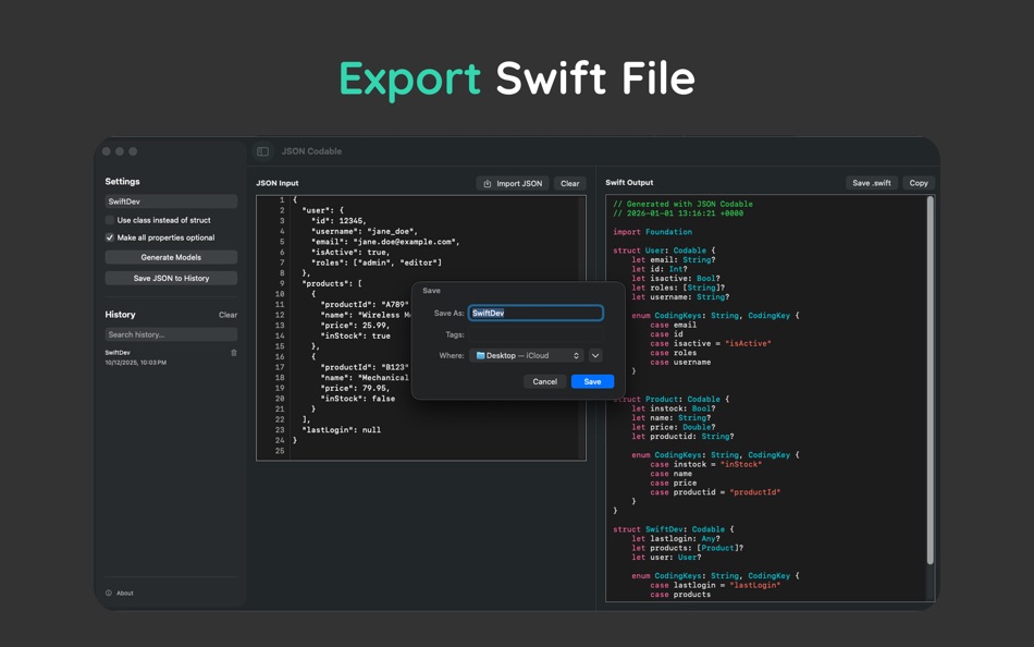 #4. JSON Codable (macOS) Göre: Mo'tasem Assfour