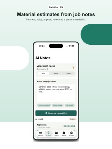 Material Estimator BuildCue
