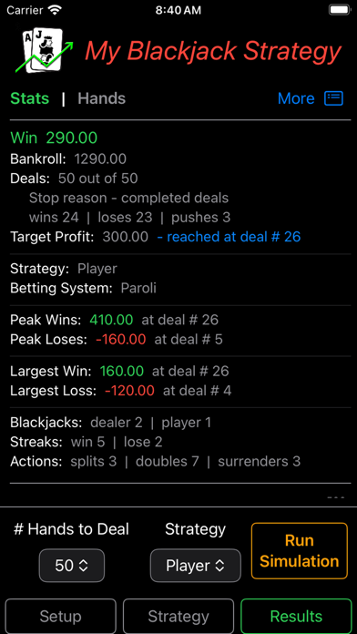 My Blackjack Strategy Screenshot