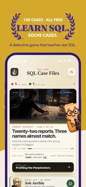 Learn SQL: SQL Case Files screenshot 1