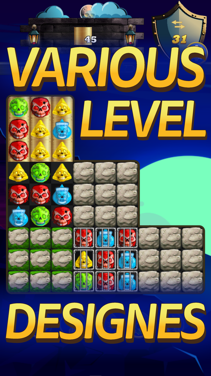 Skull Treasures match 3 puzzle