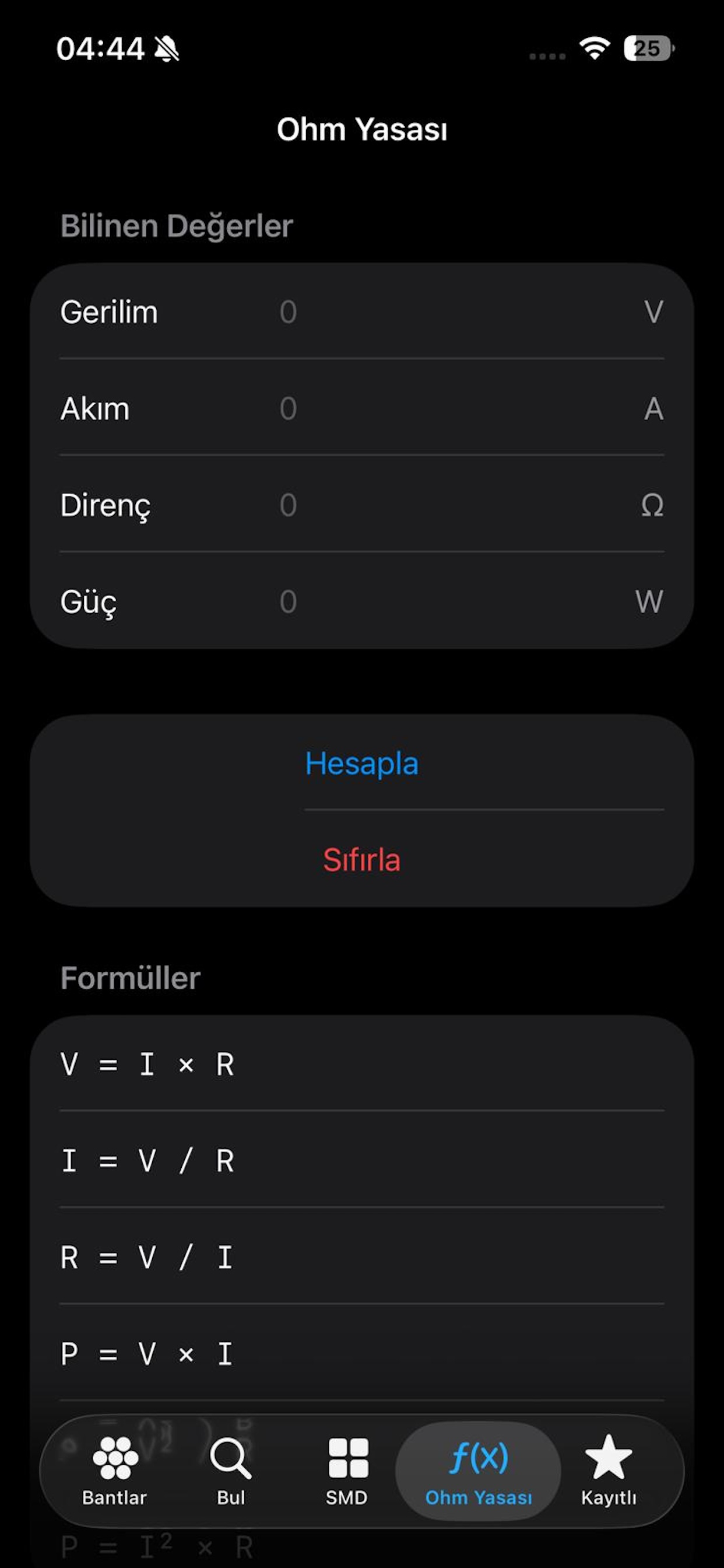 Resistor Calculator & Ohms Law
