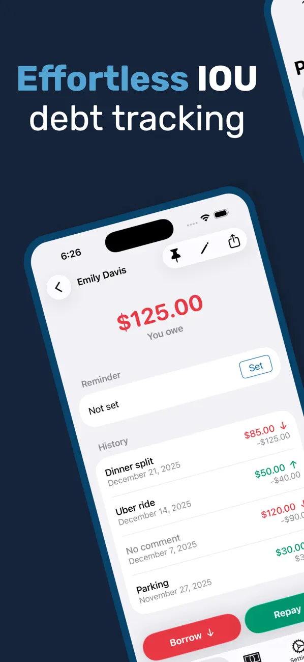 Screenshot #1 pour Debty - Private Debt Tracker