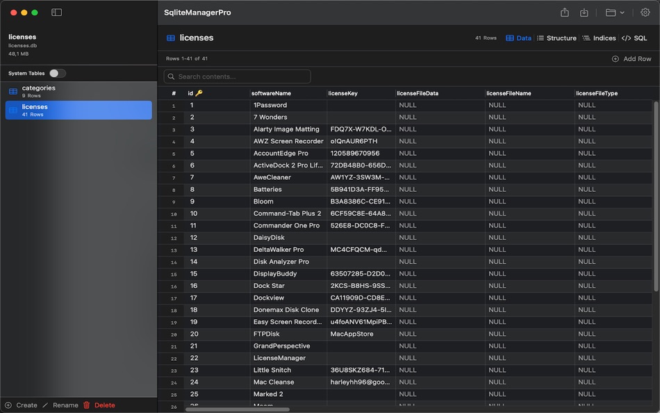 #1. SqliteManagerPro (macOS) 게시자: Klaus Mack